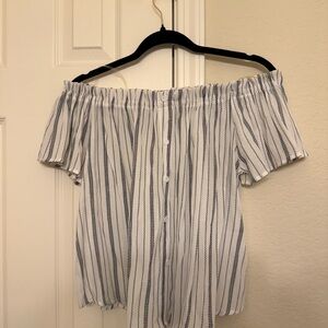 Elegant Off-Shoulder Striped Crop Top